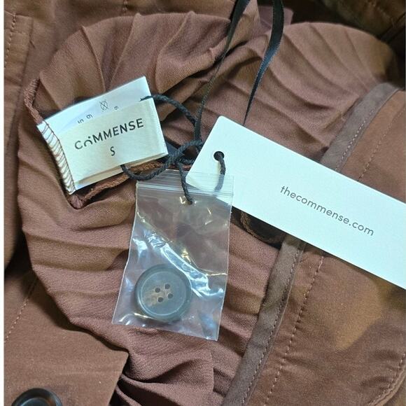 Commense Asymmetrical Pleated Skirt Brown Button Pockets S NWT Modern Minimalist - Picture 9 of 9